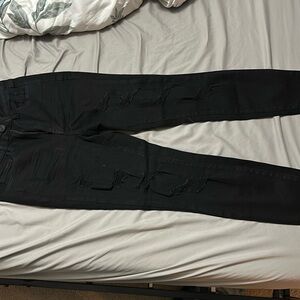 Black ripped high rise skinny jeans